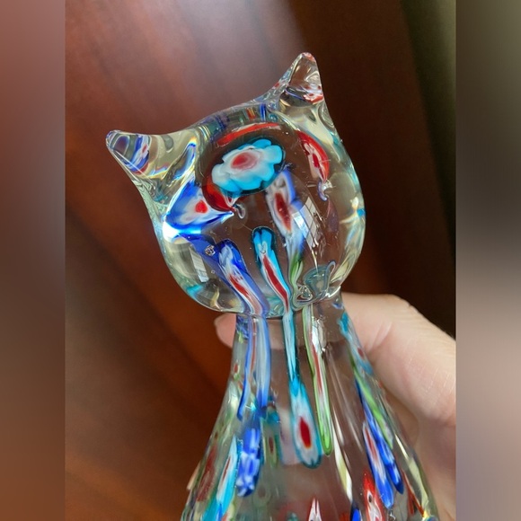 Adorable Glass CAT with colorful Millefiori Statue Paperweight - Picture 7 of 8